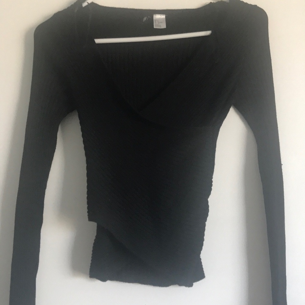 Black wrap sweater